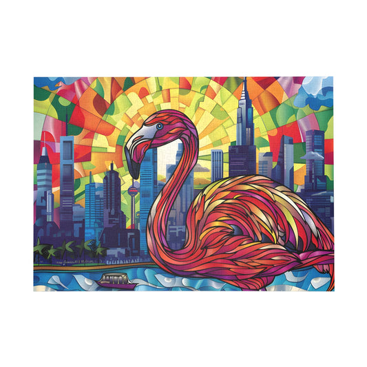 Colorful Flamingo Cityscape Jigsaw Puzzle - Peatsy
