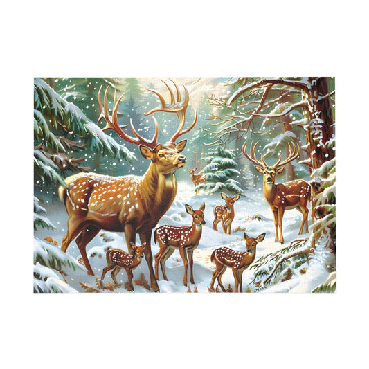 Enchanted Winter Deer Family Jigsaw Puzzle - Peatsy