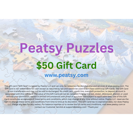 Peatsy Puzzles Gift Cards ($5, $10, $20 or $50)