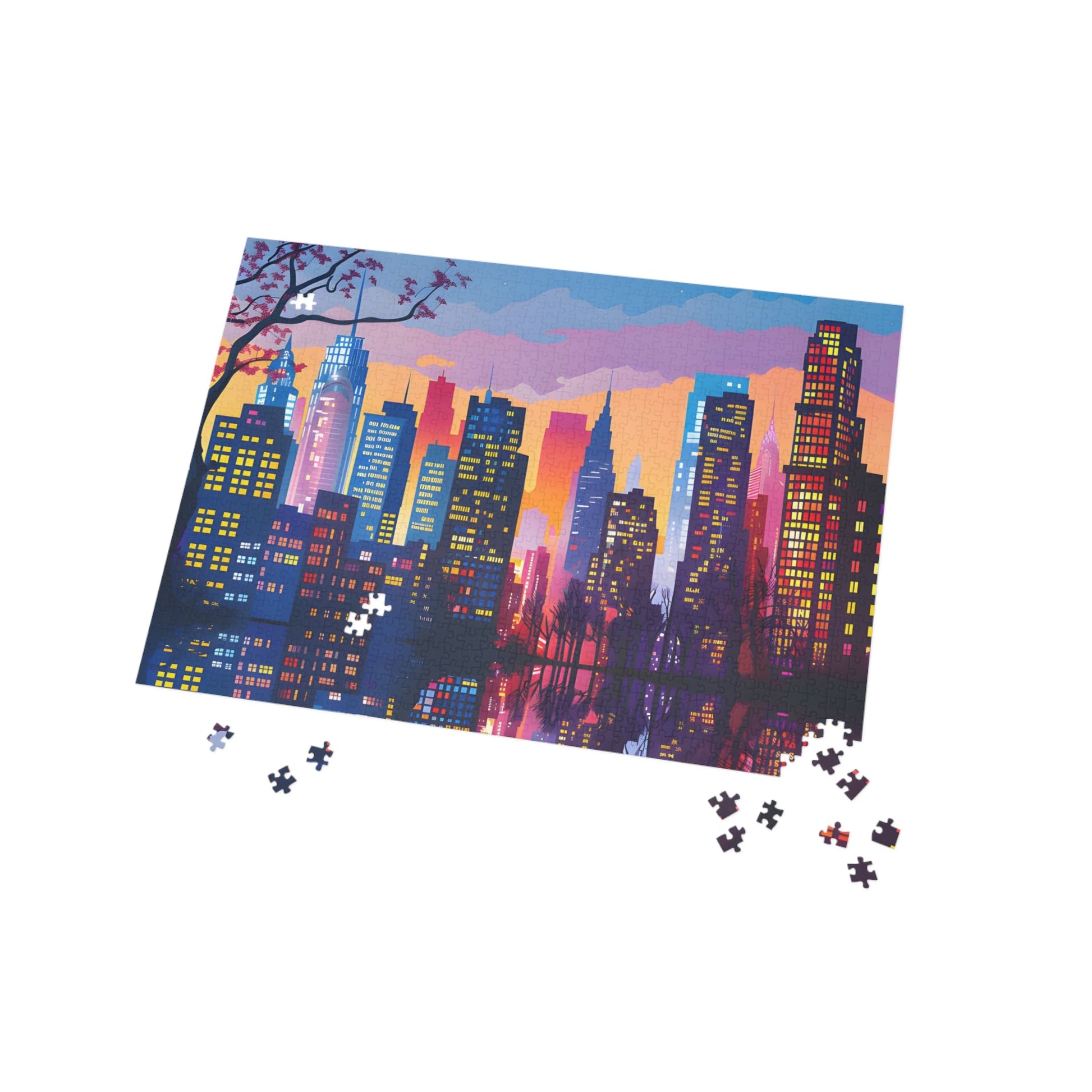 Twilight Cityscape Reflections Jigsaw Puzzle - Peatsy