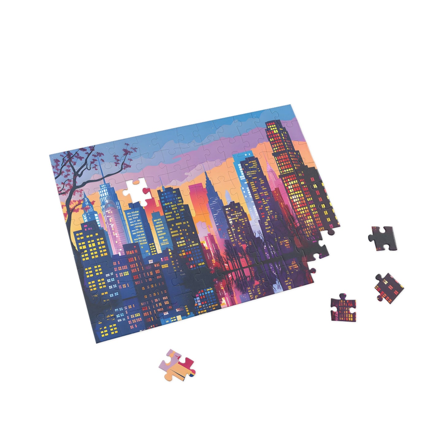 Twilight Cityscape Reflections Jigsaw Puzzle - Peatsy