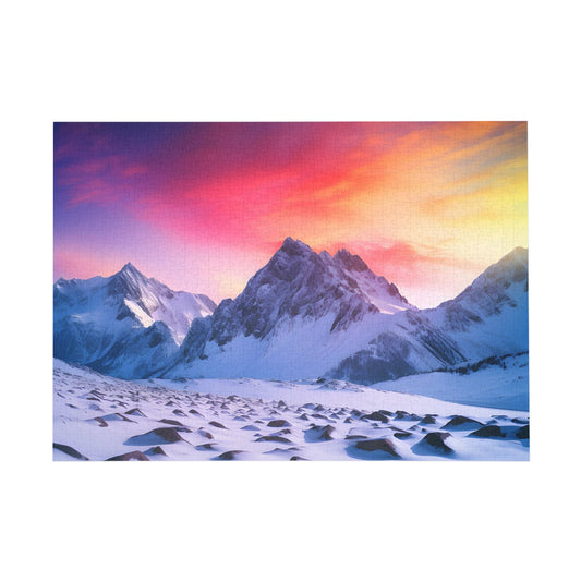 Alpine Glow: Majestic Mountain Peaks at Sunrise Jigsaw Puzzle - Puzzle - Peatsy Puzzles