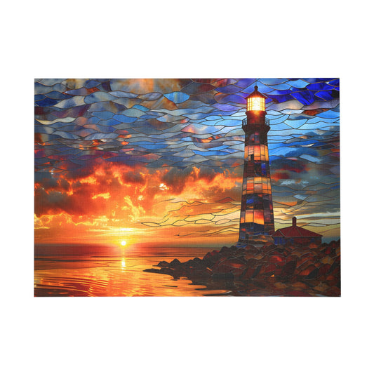 Beacon at Sunset Radiance Stained Glass Jigsaw Puzzle - Puzzle - Peatsy Puzzles