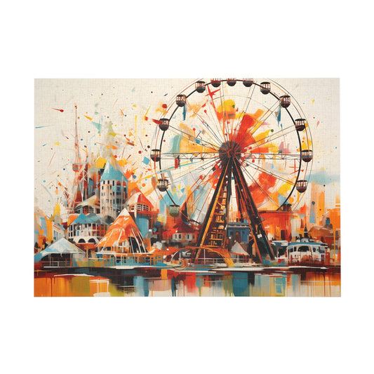 Colorful Whimsy Ferris Wheel Reflections Jigsaw Puzzle - Puzzle - Peatsy Puzzles