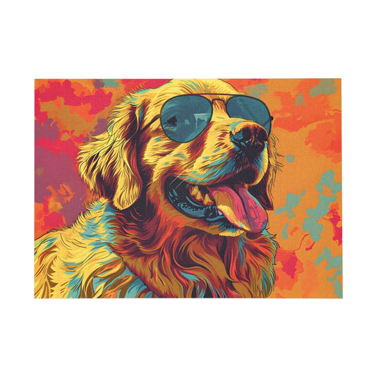 Cool Canines: Vibrant Golden with Sunnies Jigsaw Puzzle - Puzzle - Peatsy Puzzles