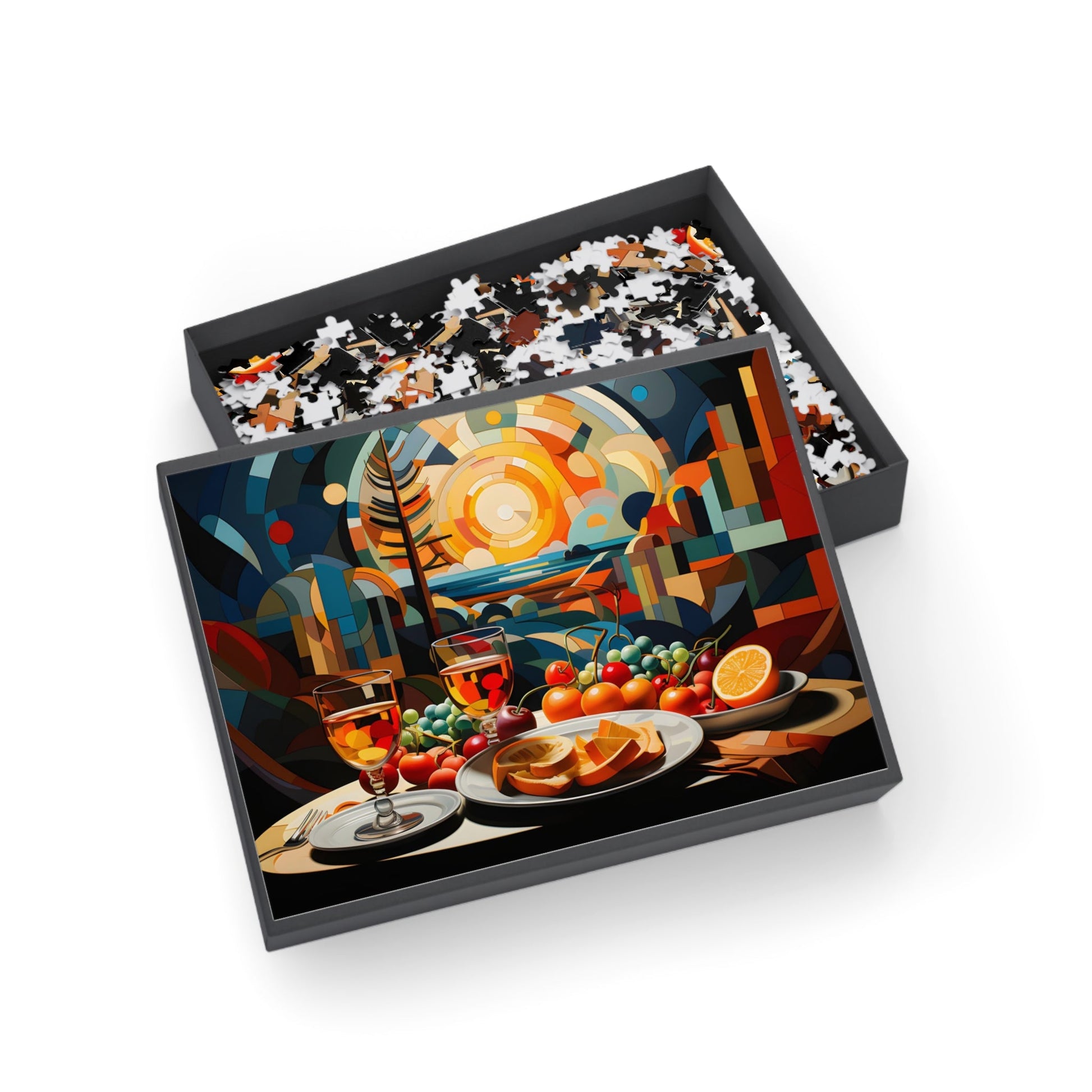 Cubist Fiesta: A Multicolored Picnic Jigsaw Puzzle - Puzzle - Peatsy Puzzles
