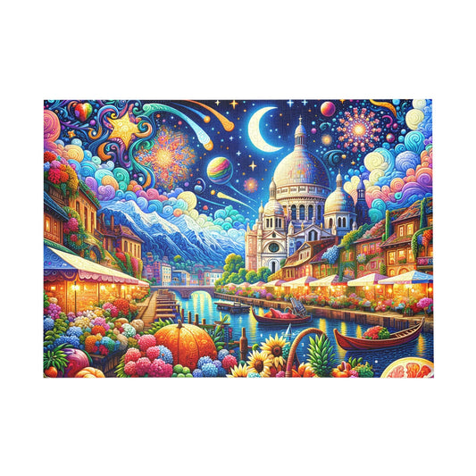 Enchanted Cosmic Harbor - A Vibrant Fantasy Landscape Jigsaw Puzzle - Puzzle - Peatsy Puzzles
