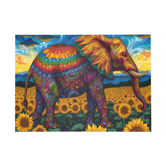 Enchanted Elephant in the Sunflower Fields Jigsaw Puzzle - Puzzle - Peatsy Puzzles