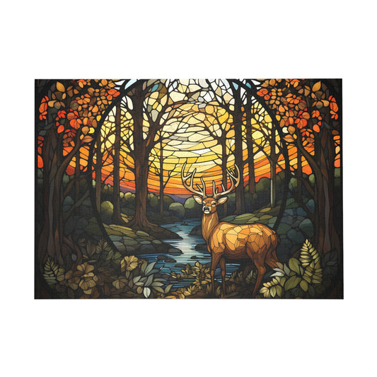 Enchanted Forest Twilight - Majestic Stag at Dusk Jigsaw Puzzle - Puzzle - Peatsy Puzzles