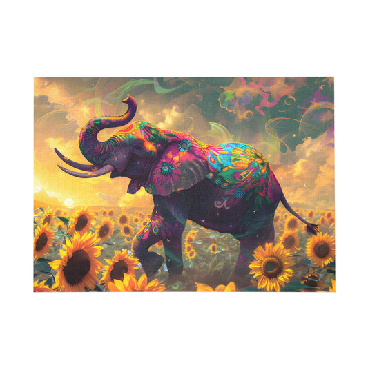 Enchanted Twilight Elephant and Sunflowers Jigsaw Puzzle - Puzzle - Peatsy Puzzles
