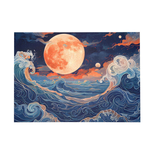 Lunar Tide Celestial Waves and Cosmic Dreams Jigsaw Puzzle - Peatsy