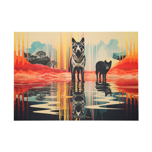 Mystic Canines: Reflections of Nature Jigsaw Puzzle - Peatsy