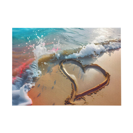 Ocean Embrace: Sandy Heart Jigsaw Puzzle - Peatsy