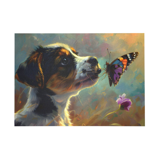 Puppy and Butterfly Whimsy Jigsaw Puzzle - Peatsy