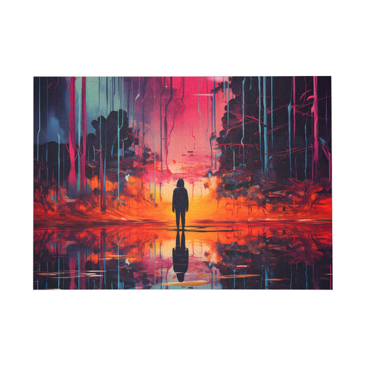 Reflections of a Surreal Sunset: Enigmatic Forest Jigsaw Puzzle - Peatsy