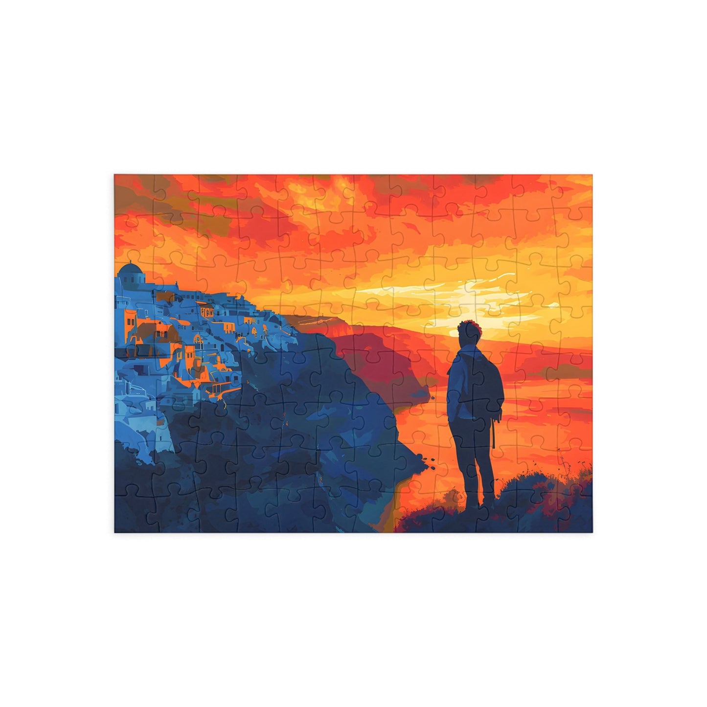 Santorini Sunset Vista Jigsaw Puzzle - Peatsy
