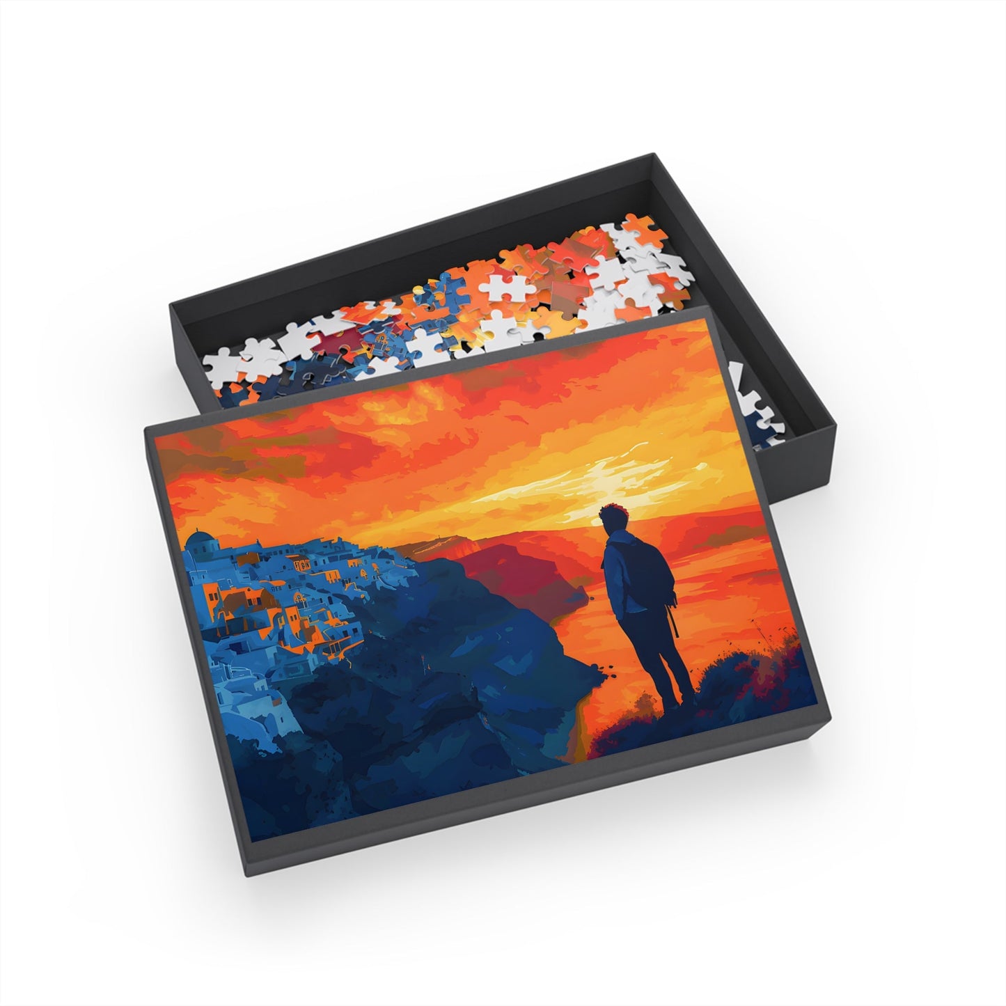 Santorini Sunset Vista Jigsaw Puzzle - Peatsy