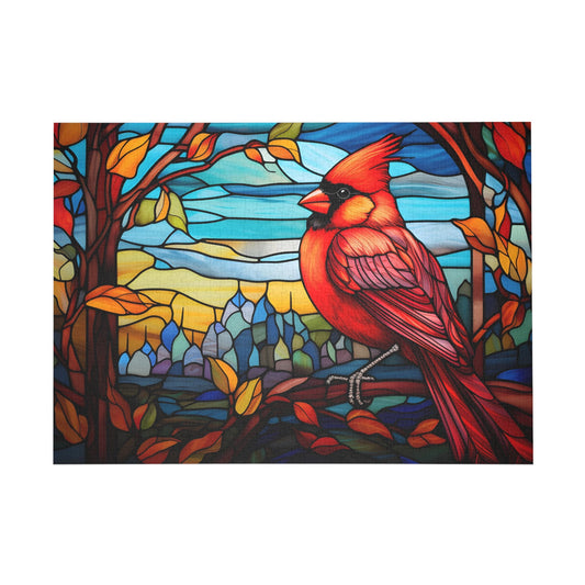 Stained Glass Cardinal: A Vivid Nature-Inspired Jigsaw Puzzle - Peatsy