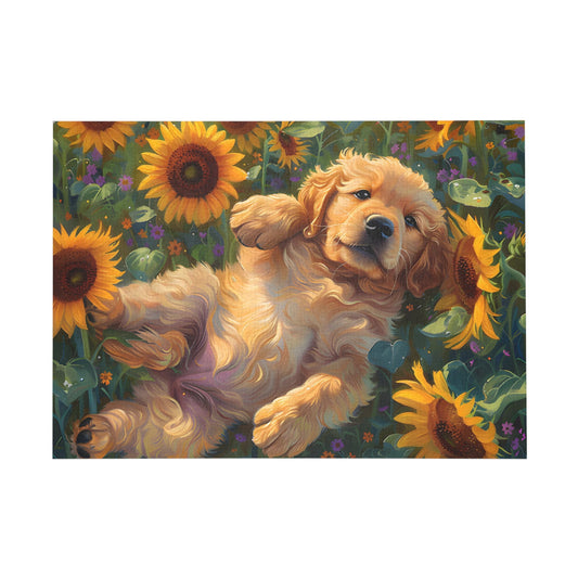 Sunflower Puppy Bliss Jigsaw Puzzle - Peatsy