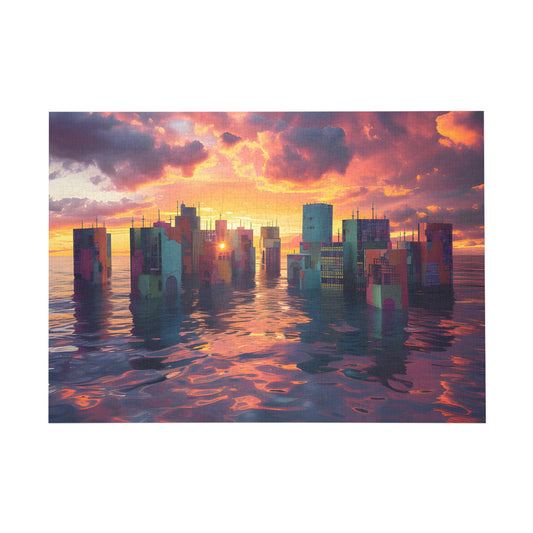 Sunset City Reflections Jigsaw Puzzle - Peatsy