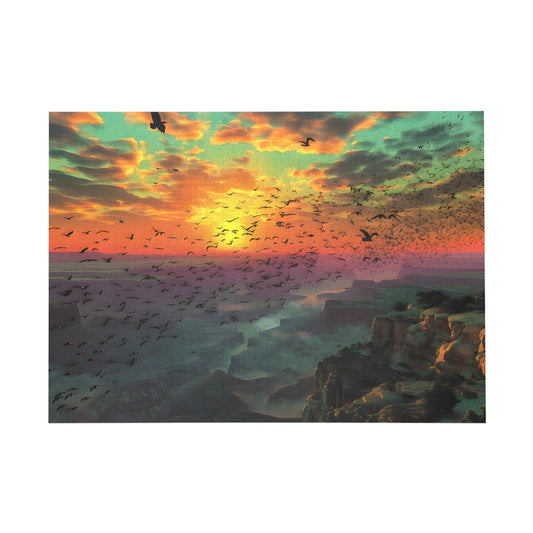 Sunset Cliffs Avian Exodus Jigsaw Puzzle - Peatsy
