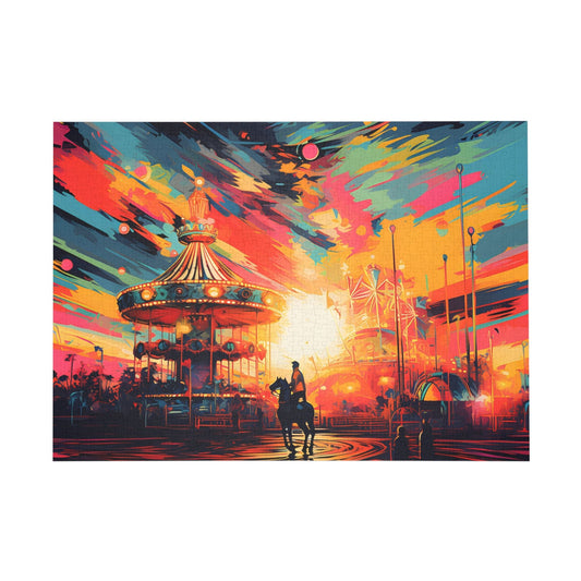 Sunset Dreams at the Carousel Park Jigsaw Puzzle - Peatsy