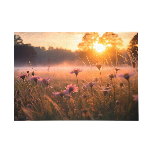 Sunset Meadows: A Serene Dawn Jigsaw Puzzle - Peatsy