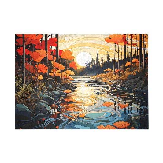 Sunset Serenade: Autumn Reflections Jigsaw Puzzle - Peatsy