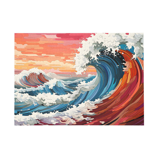 Sunset Swells: A Vibrant Ocean Wave Puzzle Challenge - Peatsy
