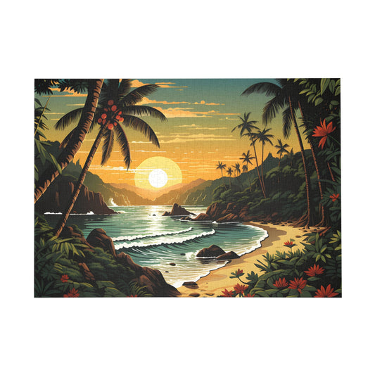 Tropical Sunset Retreat Jigsaw Puzzle - Peatsy