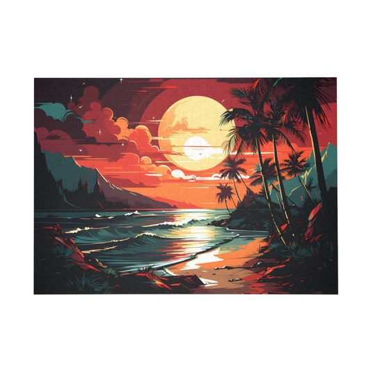 Tropical Sunset Serenade: A Vivid Seascape Jigsaw Puzzle - Peatsy
