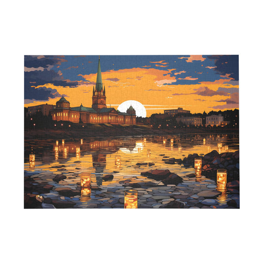 Twilight Reflections Cathedral Jigsaw Puzzle - Peatsy