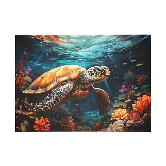 Underwater Odyssey with a Majestic Sea Turtle Jigsaw Puzzle - Peatsy