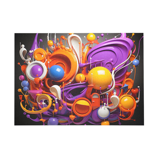Vibrant Abstraction: An Explosion of Color and Shapes Jigsaw Puzzle - Peatsy