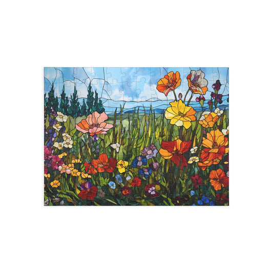 Vibrant Meadow: A Stained Glass Floral Puzzle - Peatsy