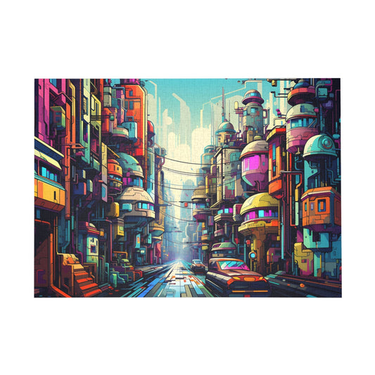 Vibrant Metropolis: A Futuristic Cityscape Jigsaw Puzzle - Peatsy