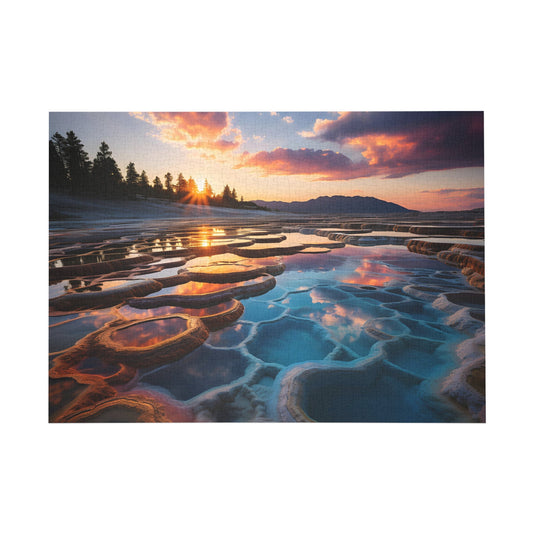Vibrant Yellowstone: Grand Prismatic Spring Deluxe Jigsaw Puzzle - Peatsy