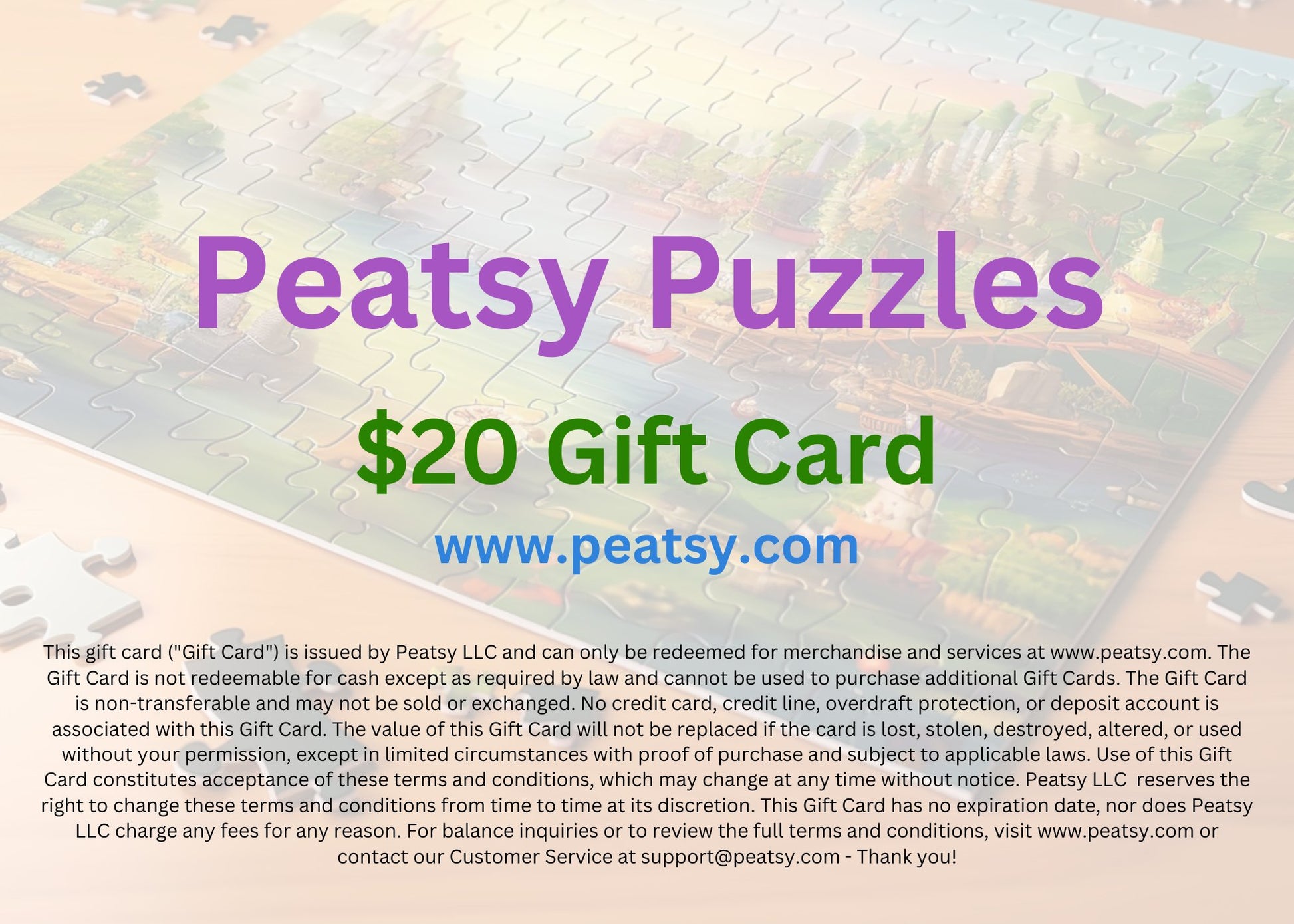 Peatsy Puzzles Gift Cards ($5, $10, $20 or $50) - Peatsy
